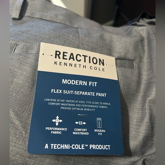 Kenneth Cole Reaction Men’s Grey Dress Pants. NWT. 38 Waist 34 Leg - Picture 5 of 8